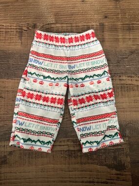 Wondershop White Fleece Pajama Bottoms with Red & Green Holiday Motifs
